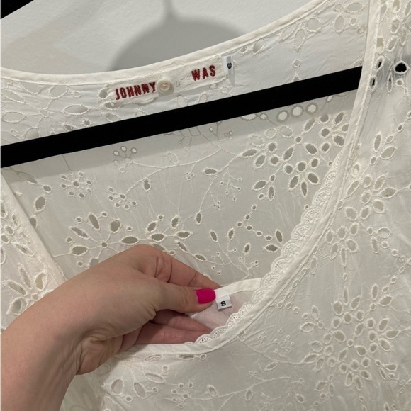 EUC Johnny Was Cotton Lace Eyelet Midi‎  Dress & Slip - Size S - Picture 5 of 6